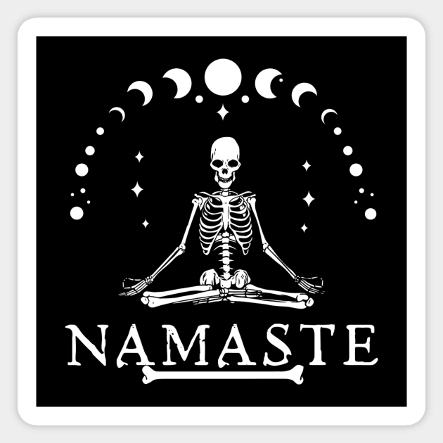 Namaste Halloween Skeleton Yoga Sticker by Pacific Opal